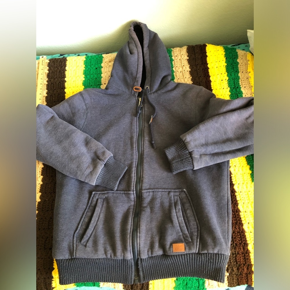 buffalo David button dark blue zip up hoodie Mens Large